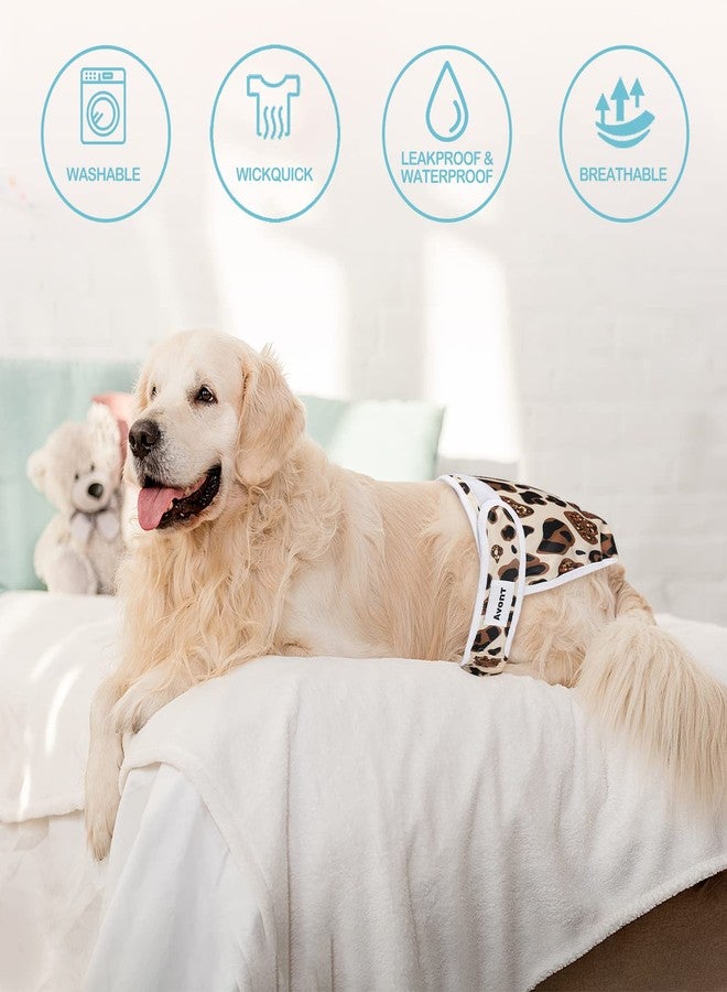Avont 3 Pack Washable Female Dog Diapers, Premium Reusable Highly Absorbent Doggie Period Panties Durable Dog Diaper Cover -M Leopard Print - Image 5